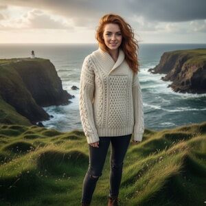 Vintage Quills Knit 100% Wool Irish Hand Knit Sweater